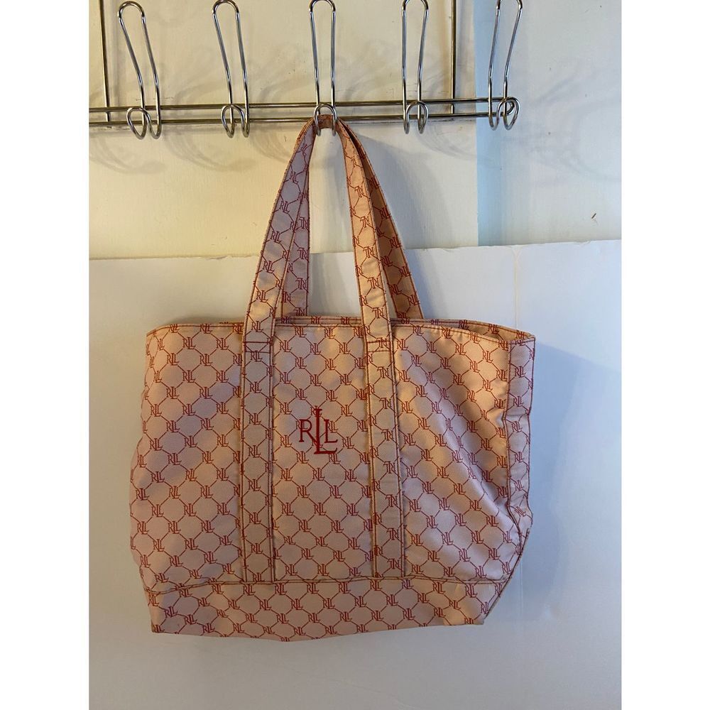 Ralph Lauren signature tote red pink 16.5x13